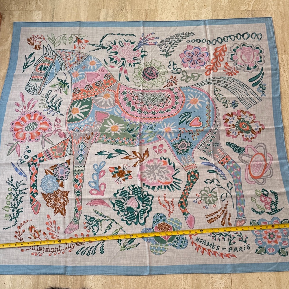 Hermes La Maison Multicolor Floral Horse Scarf